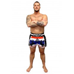 Brave Art Muay Thai Shorts Lion – Weiß, Blau & Rot (THSHLI)