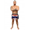 Short Muay Thai Lion Brave Art – Bianco, Blu & Rosso (THSHLI)