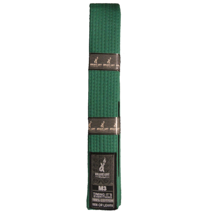 Brave Art Kids BJJ Belt Green – 100% Cotton, Sizes M00–M4