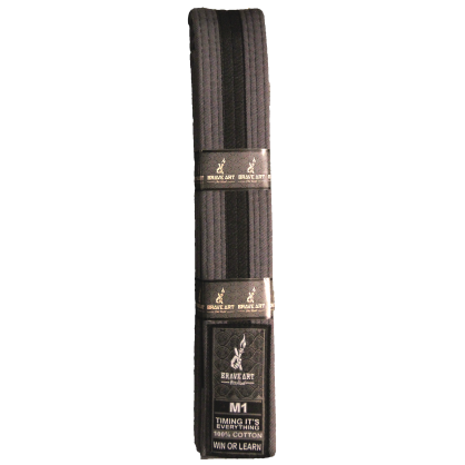 Brave Art Kids BJJ Belt Grey & Black – 100% Cotton, M00–M4
