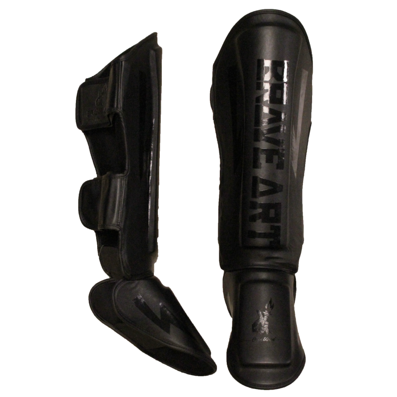 Protège-Tibias et Pieds PU Classic One Brave Art Noir Ton sur Ton - PTPUFB