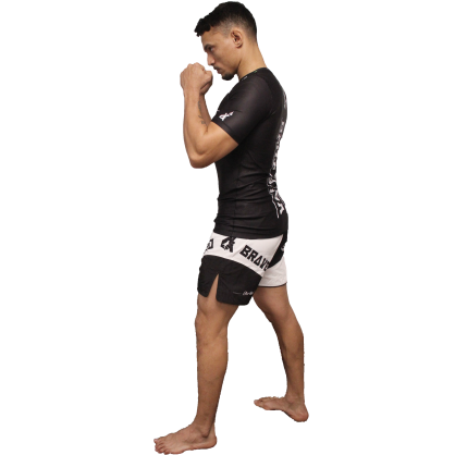 Rashguard Vale Tudo Brave Art - Manches Courtes Noir avec Drapeaux