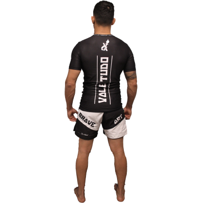 Rashguard Vale Tudo Brave Art - Manches Courtes Noir avec Drapeaux