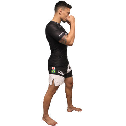 Rashguard Vale Tudo Brave Art - Manches Courtes Noir avec Drapeaux