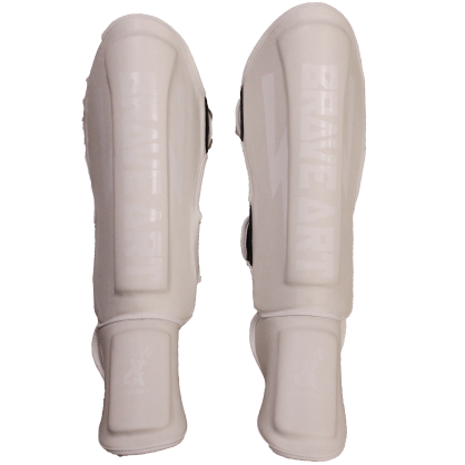White MMA Shin Guards – Brave Art Classic One Kickboxing & Muay Thai Protection