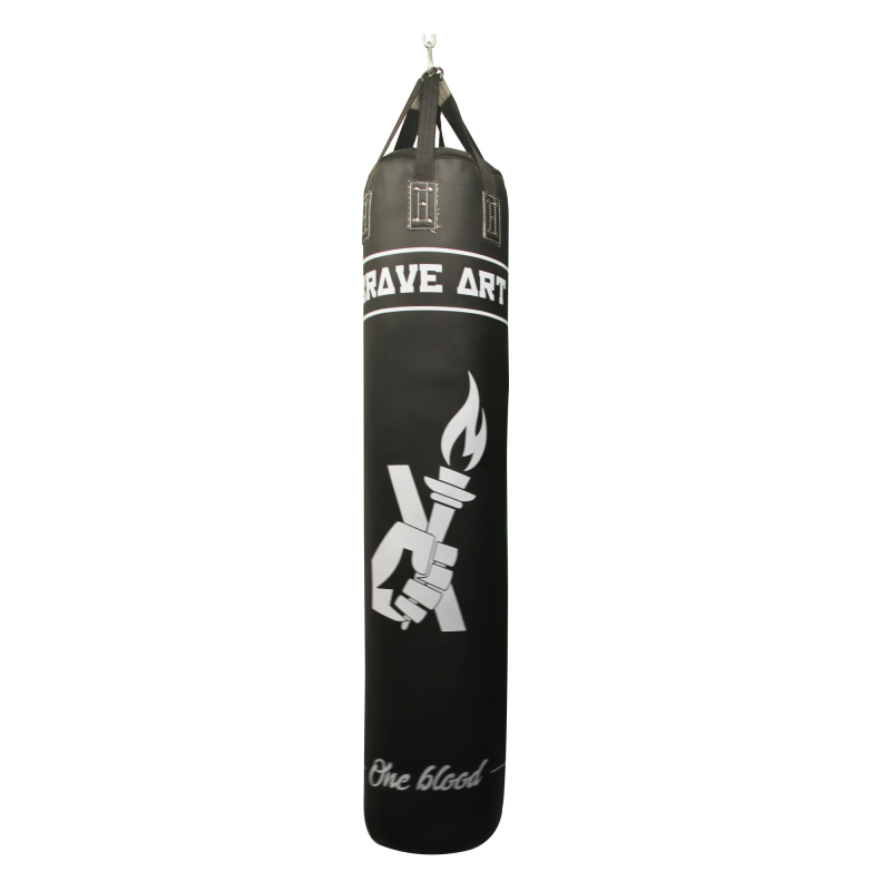 Sac de Frappe en Cuir Noir BRAVE ART (1,95 m / 60 kg) - BABBBLT