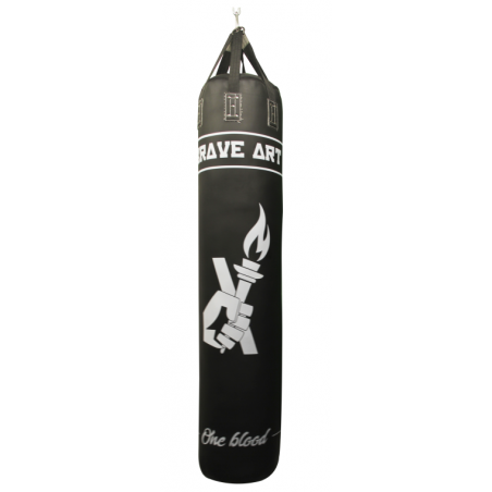 Sac de Frappe en Cuir Noir BRAVE ART (1,95 m / 60 kg) - BABBBLT