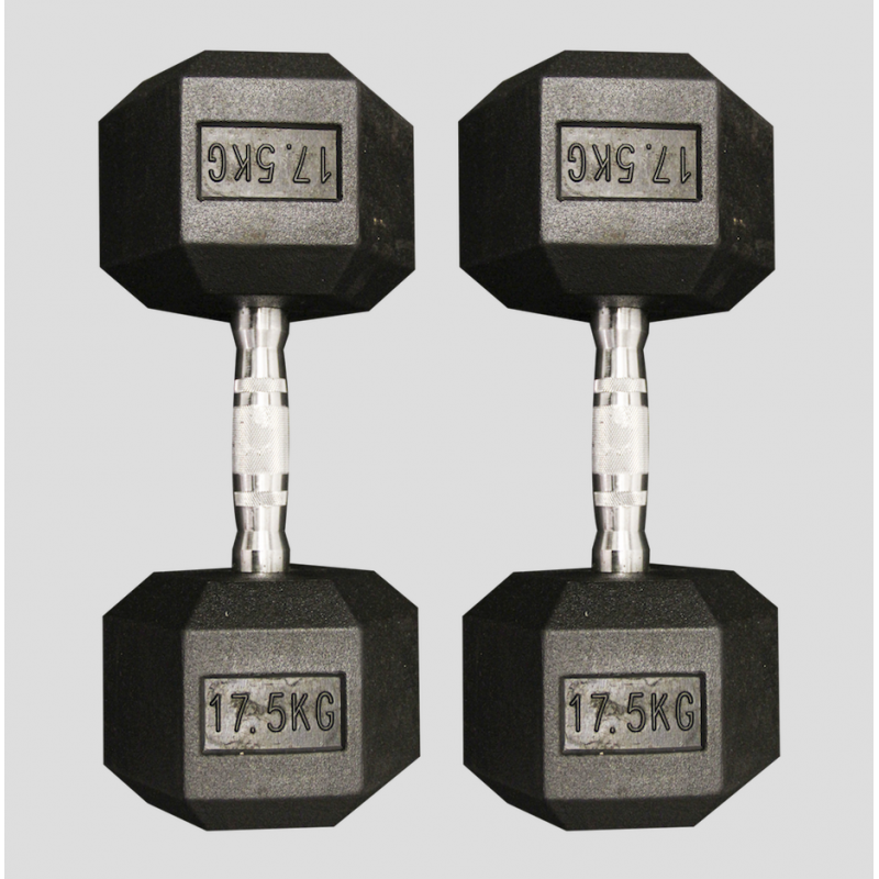 Hex Dumbbell 17,5 kg – Haltère hexagonal anti-roulement, poignée ergonomique, revêtement protecteur
