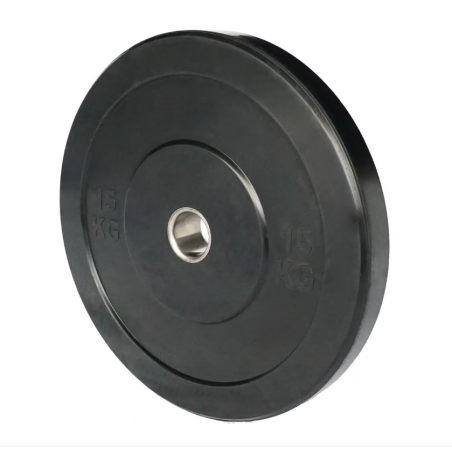 Bumper Plate 15kg – High-Resistance Black Rubber Plate – BP15KG