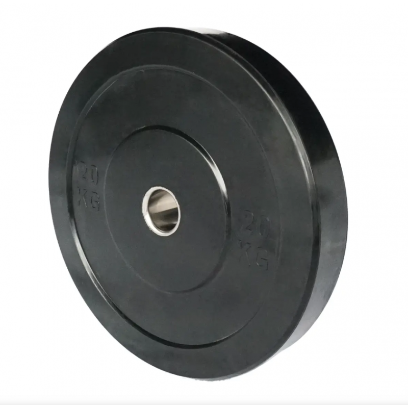 Bumper Plate 20kg – High-Density Black Rubber Weight Plate – BP20KG