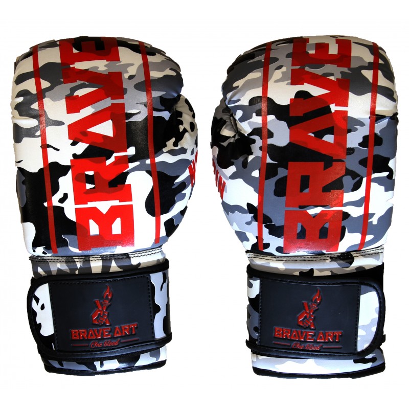 Gants de Boxe PU Brave Art – Camo Noir & Rouge - BGCOCB