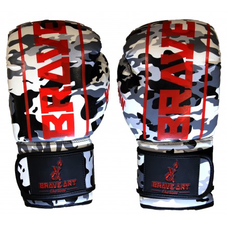 Gants de Boxe PU Brave Art – Camo Noir & Rouge - BGCOCB