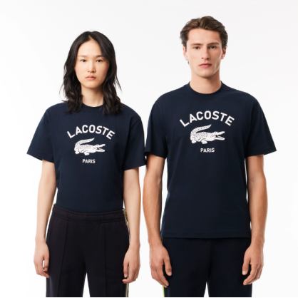 T-shirt Lacoste Signature Unisexe – Coton Épais, Style Oversize