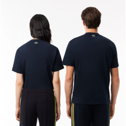 T-shirt Lacoste Signature Unisexe – Coton Épais, Style Oversize