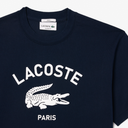 T-shirt Lacoste Signature Unisexe – Coton Épais, Style Oversize