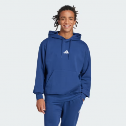 Sweat à capuche Adidas Feelcozy JE3810 – Polaire douce bleu foncé / blanc | Confort & style écoresponsable