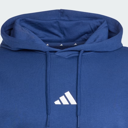 Sweat à capuche Adidas Feelcozy JE3810 – Polaire douce bleu foncé / blanc | Confort & style écoresponsable