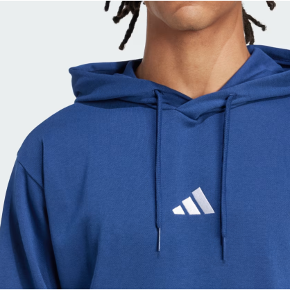 Sweat à capuche Adidas Feelcozy JE3810 – Polaire douce bleu foncé / blanc | Confort & style écoresponsable