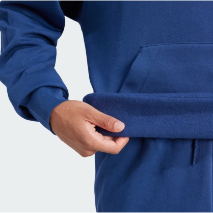 Sweat à capuche Adidas Feelcozy JE3810 – Polaire douce bleu foncé / blanc | Confort & style écoresponsable