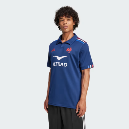 France Rugby Home Jersey Adidas – JG3533 | AEROREADY, Embroidered Crest, Tricolor Shoulder Stripes