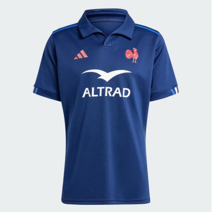 France Rugby Home Jersey Adidas – JG3533 | AEROREADY, Embroidered Crest, Tricolor Shoulder Stripes