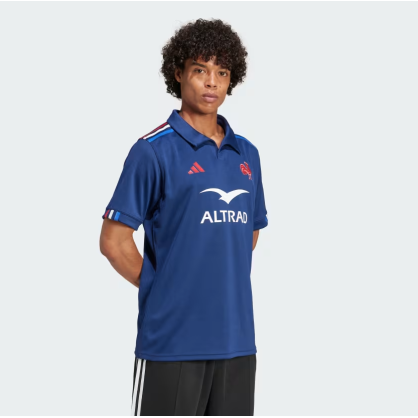 France Rugby Home Jersey Adidas – JG3533 | AEROREADY, Embroidered Crest, Tricolor Shoulder Stripes