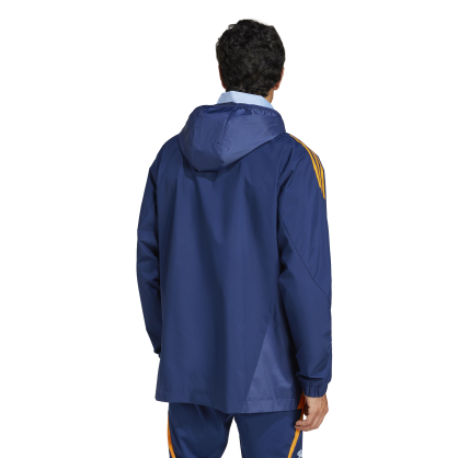 Adidas Real Madrid All-Weather Jacket – Waterproof, Adjustable Hood, Club Logo | JE4204