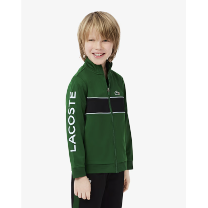 Survêtement Tennis Garçon Lacoste Vert – Interlock Recyclé, Confort et Style Sportif