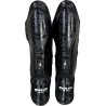 Brave Art Black Shadow Shin & Foot Guards – Full-Grain Leather | Elite Protection for Muay Thai & Kickboxing