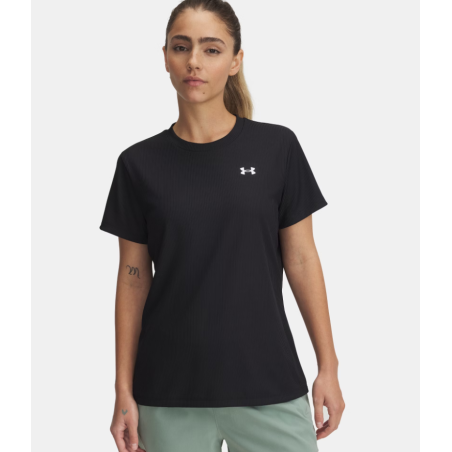 Haut Femme UA Tech™ Côtelé à Manches Courtes – Confort, Respirabilité & Séchage Rapide