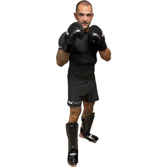 Protège-Tibias et Pieds Brave Art Black Shadow – Cuir Pleine Fleur | Protection Complète Muay Thaï & Kick Boxing