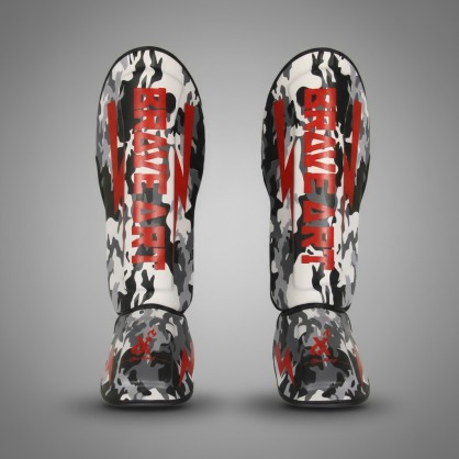 Brave Art Shin Guards Camouflage Black White Grey – MMA, Muay Thai, Kickboxing