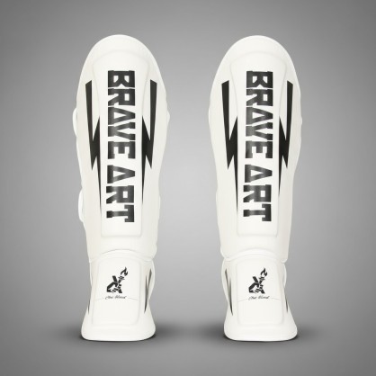 Brave Art Shin Guards Classic One – White Black for MMA, Muay Thai, Kickboxing
