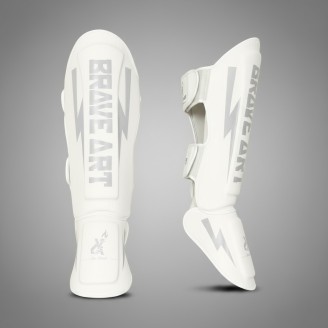 White MMA Shin Guards – Brave Art Classic One Kickboxing & Muay Thai Protection