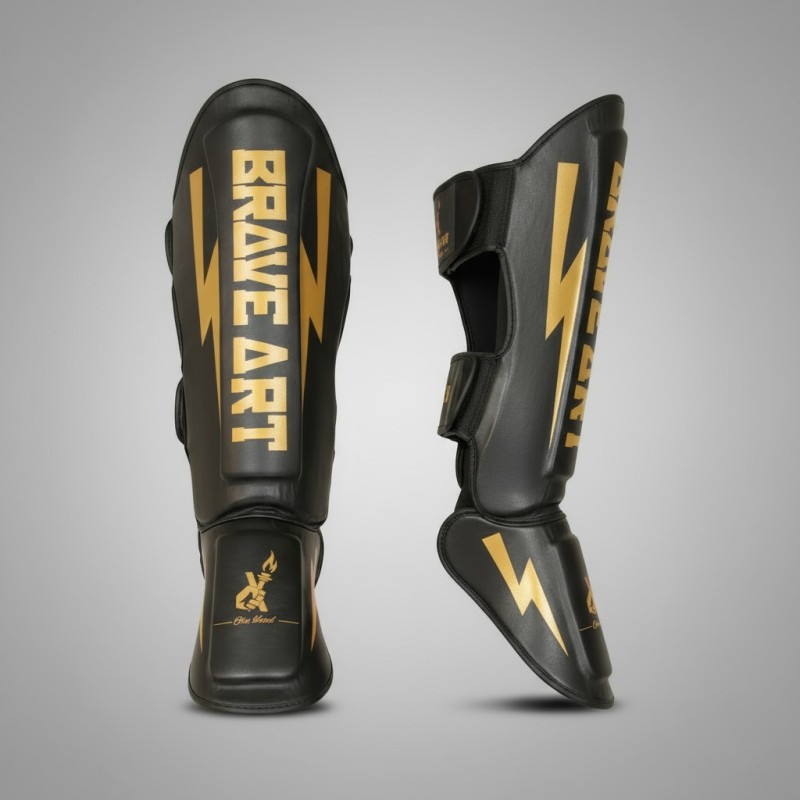 Brave Art Classic One Shin Guards – Black & Gold MMA Gear