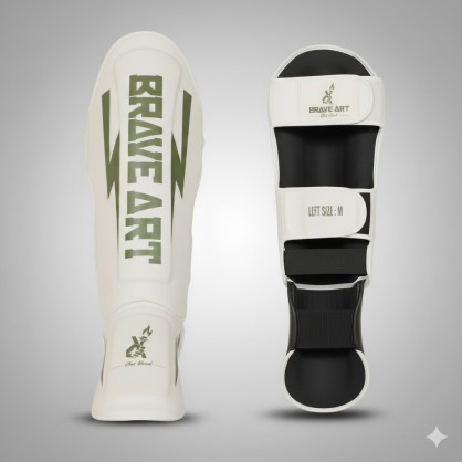 Brave Art Classic One Shin Guards – White & Green – PTPUWG