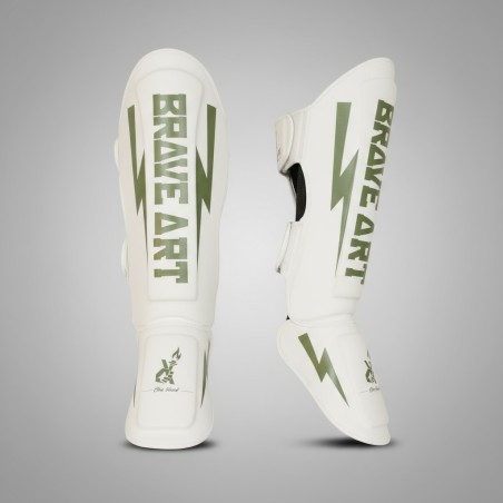 Brave Art Classic One Shin Guards – White & Green – PTPUWG
