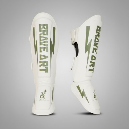 Brave Art Classic One Shin Guards – White & Green – PTPUWG