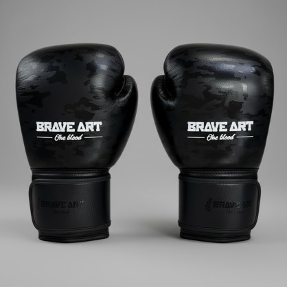 Brave Art Black Shadow Boxing Gloves – Full-Grain Leather | High Performance for Muay Thai & Kickboxing