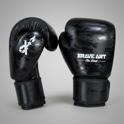 Gants Brave Art Black Shadow – Cuir Pleine Fleur | Haute Performance pour Muay Thaï & Kick Boxing