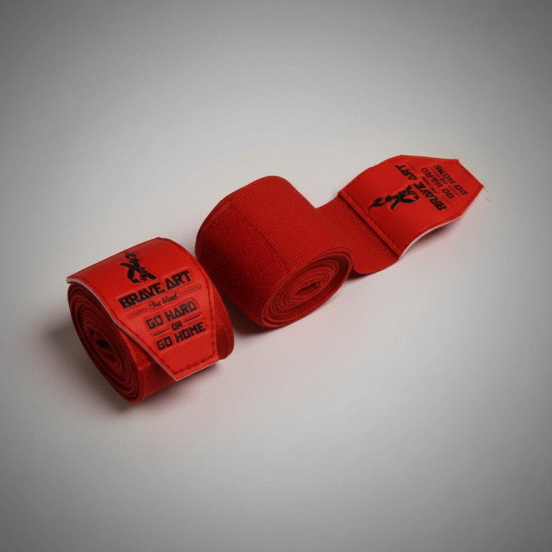 Brave Art Boxing Hand Wraps 4.5m Red – Silicone Velcro Closure
