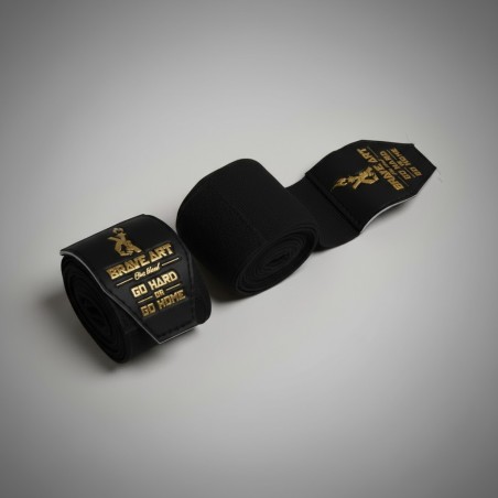 Brave Art Boxing Hand Wraps 4.5m Black – Gold Logo, Silicone Strap