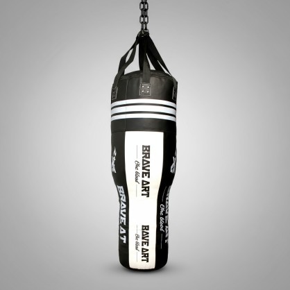 Brave Art Leather Uppercut Bag Black White – 60 kg Pro Training