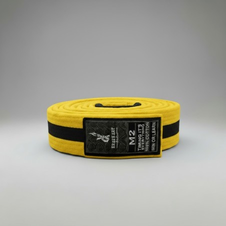 Ceinture BJJ enfant Brave Art jaune et noire – coton résistant M00–M4