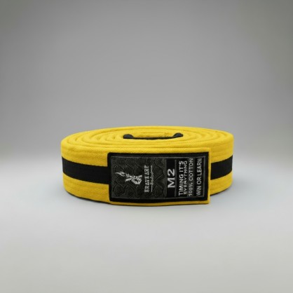 Ceinture BJJ enfant Brave Art jaune et noire – coton résistant M00–M4