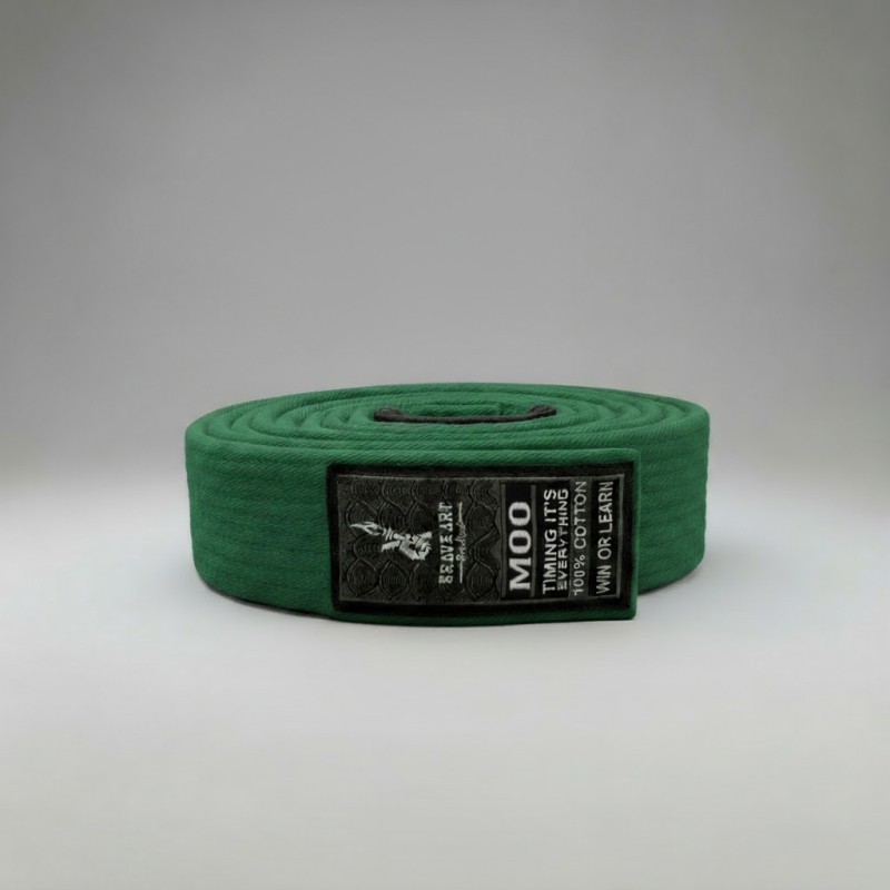 Brave Art Kids BJJ Belt Green – 100% Cotton, Sizes M00–M4