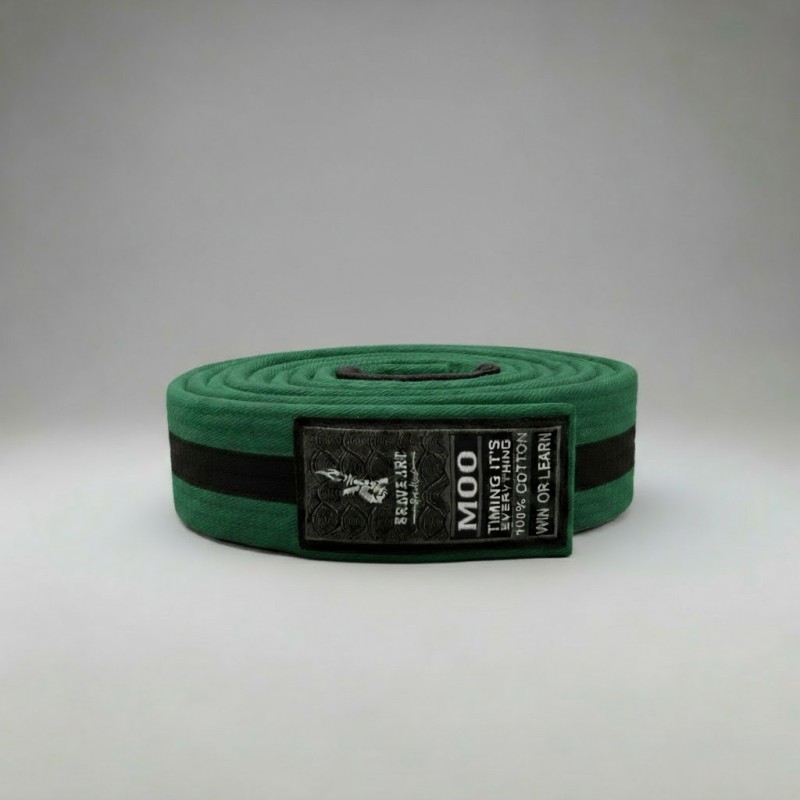 Ceinture JJB Enfant Brave Art Verte et Noire – Coton Résistant & Progression Confirmée