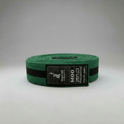 Brave Art Kids BJJ Belt Green & Black – 100% Cotton, Sizes M00–M4