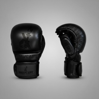 Brave Art Full Black MMA Sparring Gloves – Premium Leather & Maximum Protection