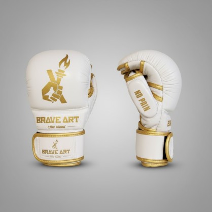 Brave Art MMA Sparring Tactical Gloves White & Gold – GMS1